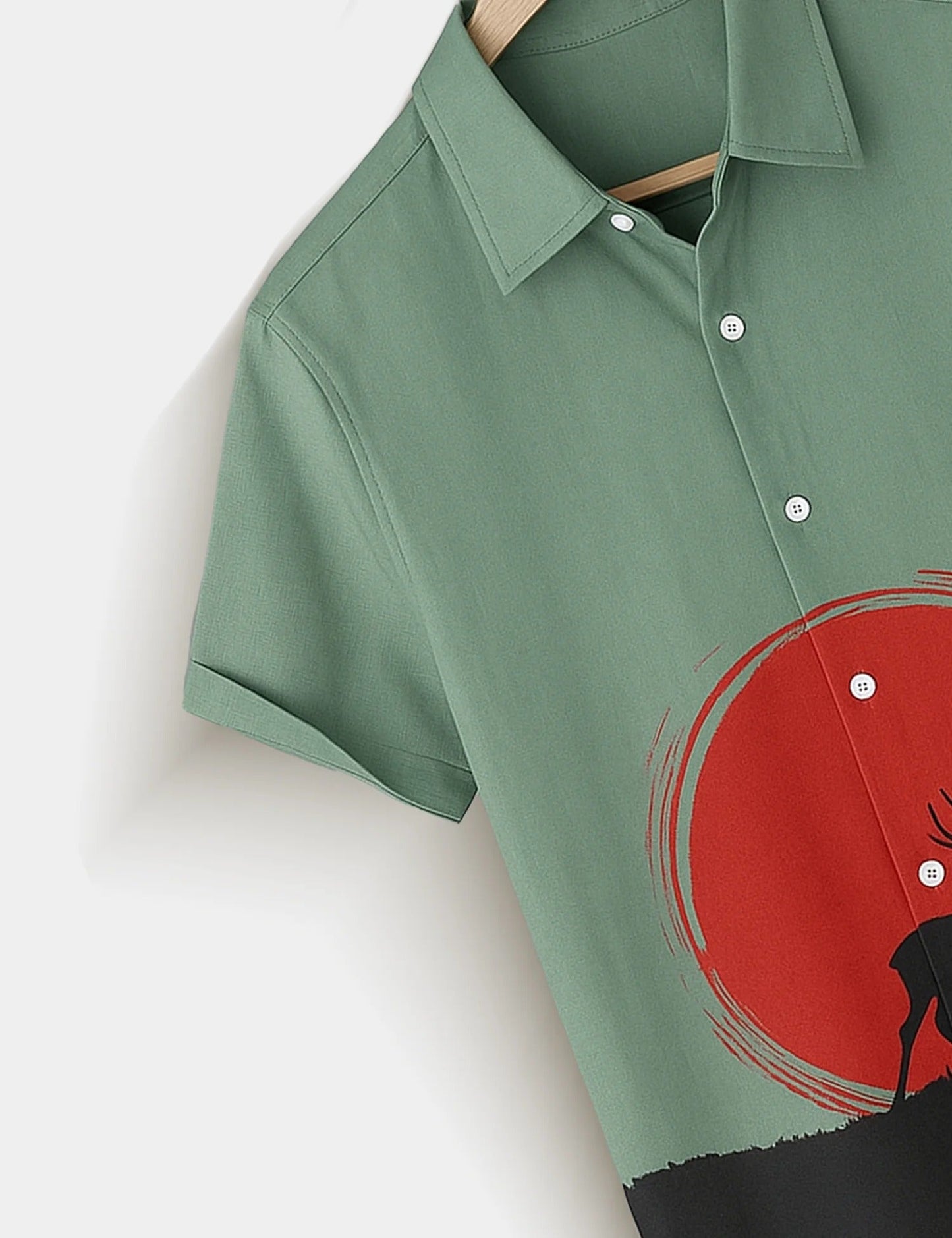 Men’s Deer Graphic Print Short Sleeve Shirt | Nature-Inspired Casual Button-Down Shirt