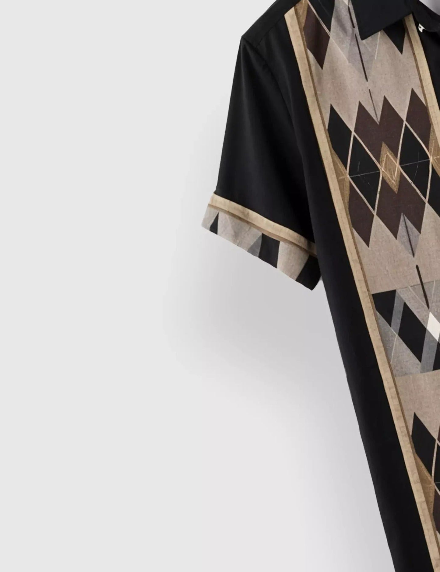 Men’s Geometric Print Short Sleeve Shirt | Casual Button-Down Retro Style Shirt